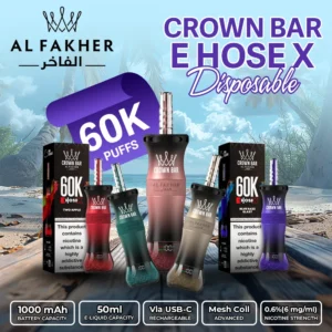 al fakher crown bar e hose x 60k puff disposable banner.webp